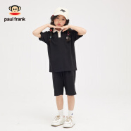 大嘴猴（paul frank）童装男女童套装春夏季透气速干短袖短裤两件套中大童舒适运动服 272F黑色 140