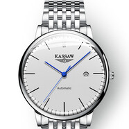 KASSAW卡梭名表 超薄 包豪斯系列 手表男士机械表瑞士认证腕表防水简约 本色白面-钢带--进口机芯