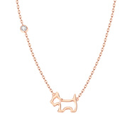 AGATHA臻我镂空小狗项链锁骨链法式优雅轻奢礼物女生 玫瑰金锆石镂空小狗项链 42-45cm