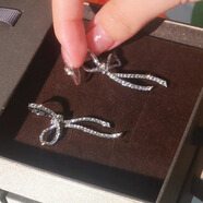 诗筠（SHIJUN）耳钉女2025年新款大气超闪满钻长款蝴蝶结耳坠小众设计感耳环无耳 超闪水钻蝴蝶结耳钉