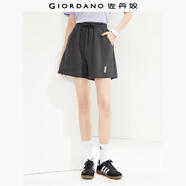 佐丹奴女装纯棉针织破骨织标松紧腰卫裤短裤13404340 65潜望镜蓝 S