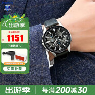 卡西欧（CASIO）男表EDIFICE商务太阳能石英表休闲简约指针日韩男腕表送男友礼物 EFR-303L-1A 皮带世界地图