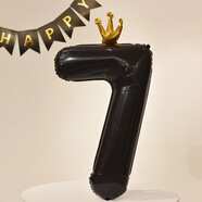 多美忆生日派对儿童气球装饰场景布置道具生日超大数字气球黑皇冠7