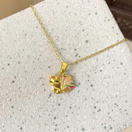 七彩九尾狐吊坠项链招桃花大尾巴狐狸锁骨链女项链生日礼物送女友 七彩九尾狐项链