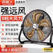 南极人工业电风扇远距离强风扇商用家用趴地扇 大功率工地落地扇 台式节能低噪耐用大风力工厂车间电风扇 10寸趴地扇【三档-黑色-加密网】