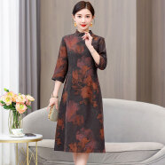 黛娜娅（Dainaya）旗袍女2025春夏季新款妈妈装中国风日常改良复古汉服连衣裙1599 酒红色 M