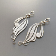 雅帝阁巴厘岛手工925纯银耳环耳坠耳饰复古镂空民族风精致礼物 ES17 蕾丝银海浪