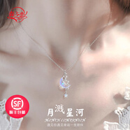 森之恋纯银项链女士吊坠纯银锁骨链高级轻奢设计送女神七夕情人生日礼物 银白色 玫瑰礼盒+代写贺卡+检测证书