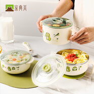 家典美304不锈钢卡通儿童饭汤碗筷子勺带盖辅食餐具防摔防烫可微波 250ML韩式儿童双柄碗JD7725-A