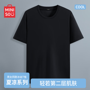 名创优品（MINISO）冰丝短袖t恤男士夏季凉感透气半袖学生休闲百搭男装运动速干衣服 黑色(纯色) XL 180(体重140-160斤左右)