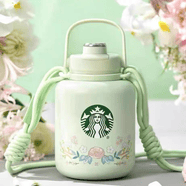 星巴克杯子春日花系列水杯清新浪漫陶瓷杯马克杯不锈钢杯玻璃杯吸管杯 860ml春日系列大容量不锈钢壶