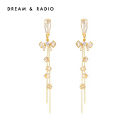 Dream&RadioDream＆Radio长款流苏耳环女气质小众显脸瘦耳饰感2024新款 蝴蝶结长流苏耳环(金)