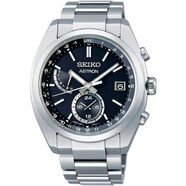 精工（SEIKO）日本原装男表 Astron 太阳能无线电波手表 防磁双时区日期窗口 SBXY015 黑盘钢带