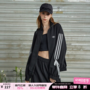 UNIFREE【秋装新品】UNIFREE黑色美式三条杠女外套蕾丝拼接复古宽松夹克 黑色外套 S
