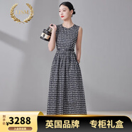 LIIS轻奢国际高档品牌连衣裙高级感2026夏季新款纯棉格子女气质通勤显 黑白格子 S