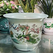 客厅耐用树脂牡丹花盆超厚塑料耐晒月季玫瑰果树君子兰专用盆 青*(孔雀牡丹花)送托盘破损 360型(外径34高26厘米)3个盆