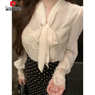 皮尔卡丹复古波点半身裙气质名媛高端女神范感包臀裙早秋穿搭套装2025 蕾丝衫 S