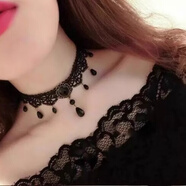 韩式蕾丝项链新娘妆饰项圈百搭脖子颈饰黑白色遮疤锁骨链礼服配饰 气质
