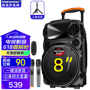 TEMEISHENG 特美声TC-105户外K歌音响重低音12吋大功率便携拉杆ktv音响专业ktv音响套装ktv音响家用广场操场 8吋重低音+双话筒+音箱架