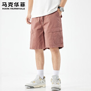 马克华菲工装短裤男秋冬季新款美式休闲宽松直筒五分裤子男士潮流 1656砖红色 32
