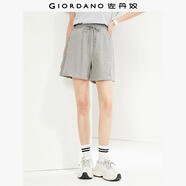 佐丹奴女装纯棉针织破骨织标松紧腰卫裤短裤13404340 03中花灰 S