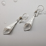 雅帝阁巴厘岛手工925纯银耳环耳坠耳饰复古镂空民族风精致礼物 ES21 蕾丝银立体马蹄莲