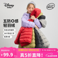 迪士尼（DISNEY）女童轻薄羽绒服耐脏油污90白鸭绒儿中大童衣服24冬DB431KE05紫130