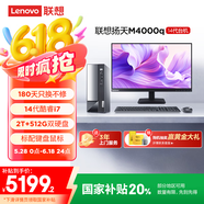 联想(Lenovo)扬天M4000q 商用办公台式电脑主机(酷睿14代i7-14700 16G 512G+2T)23.8英寸 国家补贴20%