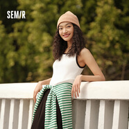 森马（Semir）背心女短款圆领内搭小个子简约风夏季气质撞色紧身套头衫显瘦 白色调00311 M