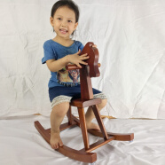 儿童摇摇马实木木制木马小孩玩具摇椅玩具童车摄影1-6岁周岁礼物五一节日礼物 棕色实木