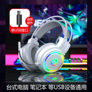 惠普（HP）电竞耳麦有线 笔记本台式机 吃鸡听音辩位立体声道麦克风话筒游戏电脑耳机头戴式 H100白色-新版（单USB电脑通用）