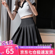 萝美酱百褶裙女夏季短裙jk制服小裙子学院风高腰春秋a字半身裙小个子 黑色加长款（抗皱西装面料） M 【建议95-105斤】