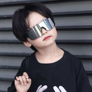 OLOEY骑行眼镜儿童墨镜宝宝太阳镜户外运动男童女童防风护目镜遮阳防晒 白框水银片