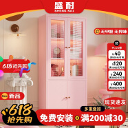 盛耐钢制书柜玻璃门防尘书架收纳柜子铁艺置物柜客厅储物柜家用展示柜