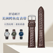 istrap鳄鱼皮表带男士真皮女表链手表配件原装适用浪琴名匠天梭阿玛尼帝陀积家万宝龙万国欧米茄手表带 棕色同色线丨银色针扣 22mm