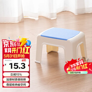 好尔凳子家用板登客厅卧室换鞋凳防滑塑料小凳子脚踏矮凳中号蓝色1个