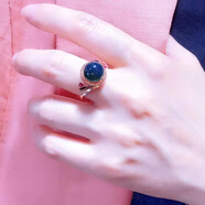 欣相度指环萝莉公主墨西哥蓝珀戒指女ins潮S925食指戒蝴蝶尾戒 花与叶10+mm镀玫瑰金，证书