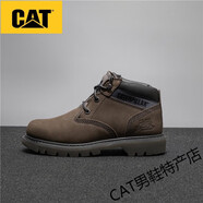 卡特（CAT）男鞋中帮秋冬户外经典大黄靴工装靴真牛皮耐磨休闲鞋马 黑咖 40