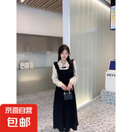 法式赫本风假两件拼接连衣裙女学生早秋新款设计感气质收 假两件连衣裙 2XL