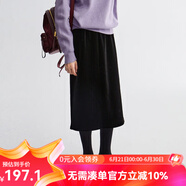 雲上生活女装秋冬黑色半身裙气质宽松复古灯芯绒条绒半身裙Q6936F 黑色 S