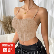 性感外穿内搭聚拢美背背心欧美抹胸辣妹吊带背心上衣鱼骨束身胸衣 杏色 L