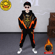 G.duck街舞儿童嘻哈男童春秋装套装小男孩衣服帅气服装走秀演出服幼儿园 橙色 秋冬上衣+裤子 加绒 120 建议1.1米左右身高