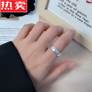 SNQP999纯银锤纹碎冰冰素圈戒指男女超宽情侣对戒复古泰银民族风 大号