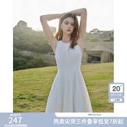 范思蓝恩夏季腰精裙气质收腰无袖背心连衣裙女夏季新款海边度假显瘦裙 瓷白色-无袖 XS