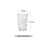 BORMIOLI ROCCO意大利进口玻璃杯家用果汁壶复古浮雕玻璃水杯泡茶杯 浪漫水杯  340ML【单只】