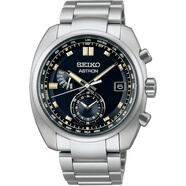 精工（SEIKO）日本原装男表 Astron 太阳能无线电波手表 防磁双时区日期窗口 SBXY003 黑盘钢带