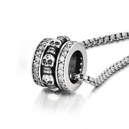 蕾虞梦S925纯银骷髅项链男士潮牌百搭小众设计高级感吊坠个性高街锁骨链 白钻旋转骷髅项链 50cm