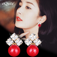 依特925银针耳钉女高级感简约气质珍珠耳钉耳环新款时尚耳饰生日礼物 红色