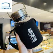 乐扣乐扣（LOCK&LOCK）大容量1000ml水杯男茶水分离泡茶杯子个人专用玻璃杯便携2L感 钢盖大容量茶滤款英文600ml 送杯