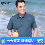宝财羊父亲节礼物爸爸夏装短袖t恤男士冰丝polo半袖汗衫中老年人上衣服
